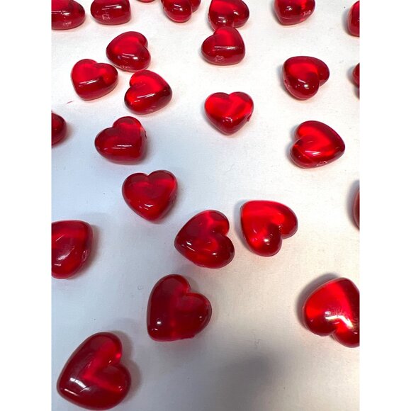 Red Heart-Shaped Acrylic Gems Table Scatter 49 Pieces - Picture 2 of 2